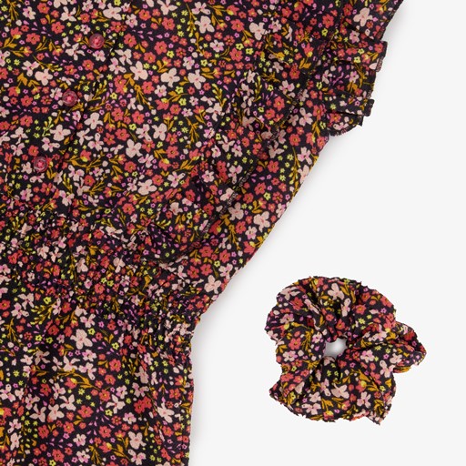 Meisjes playsuit met scrunchie bloemenprint