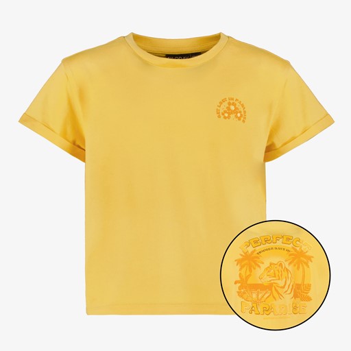 Meisjes T-shirt met backprint geel