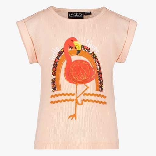 Meisjes T-shirt met flamingo lichtroze