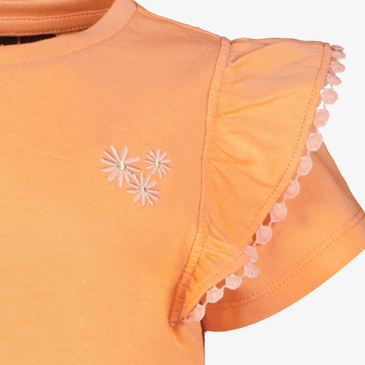 Meisjes T-shirt met ruches koraal