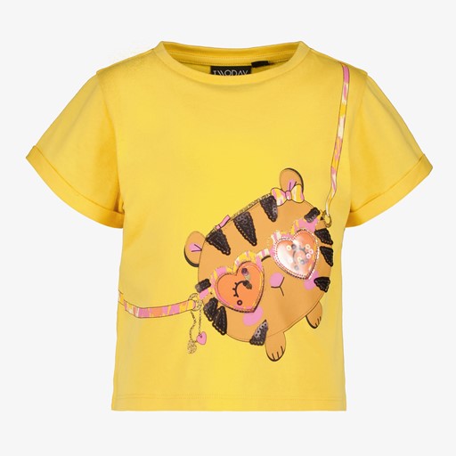 Meisjes T-shirt met kat geel