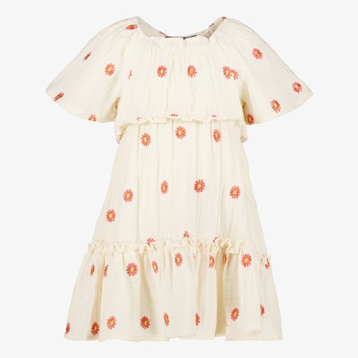 Mousseline meisjes jurk met bloemetjes