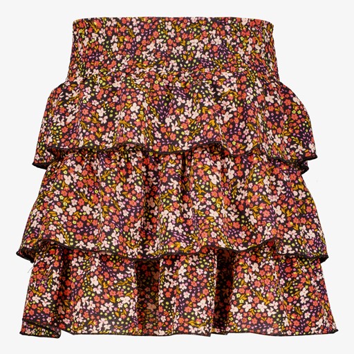 Meisjes rok met ruches bloemenprint