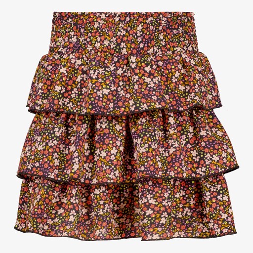 Meisjes rok met ruches bloemenprint