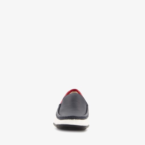 Leren dames mocassins wit blauw