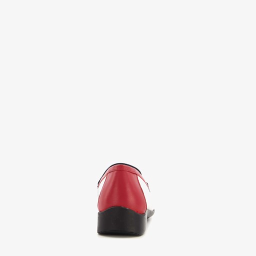 Leren dames mocassins wit blauw