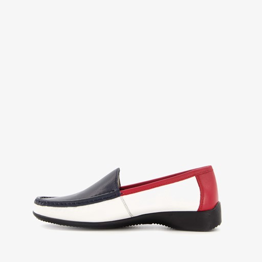 Leren dames mocassins wit blauw