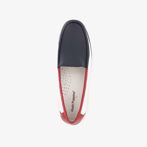 Leren dames mocassins wit blauw