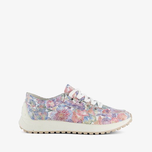 Leren dames sneakers met bloemenprint