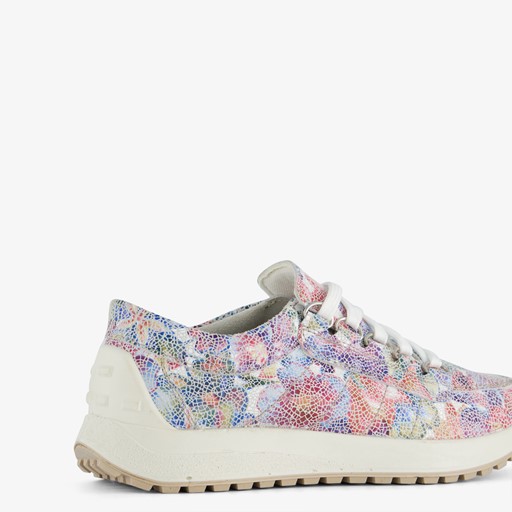 Leren dames sneakers met bloemenprint