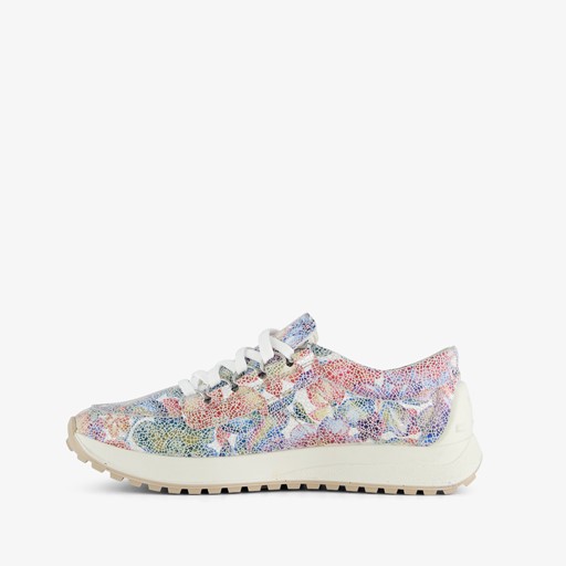 Leren dames sneakers met bloemenprint