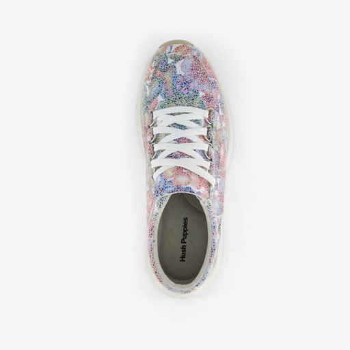 Leren dames sneakers met bloemenprint