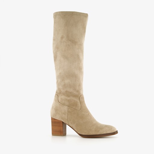 Hoge dames laarzen met hak beige
