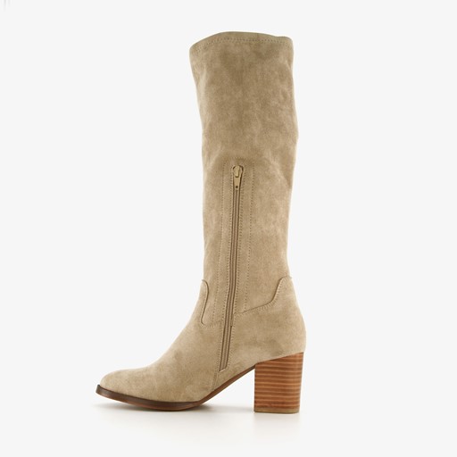 Hoge dames laarzen met hak beige