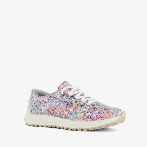 Leren dames sneakers met bloemenprint