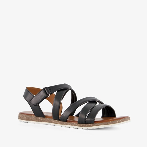 Leren dames sandalen zwart