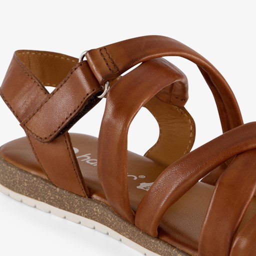 Leren dames sandalen cognac