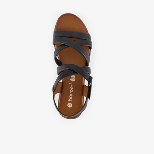 Leren dames sandalen zwart