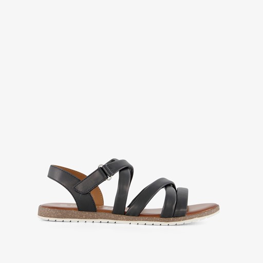 Leren dames sandalen zwart