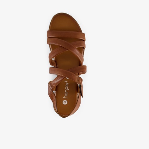 Leren dames sandalen cognac