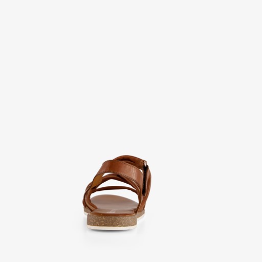 Leren dames sandalen cognac