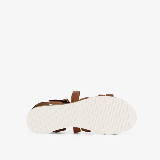Leren dames sandalen cognac