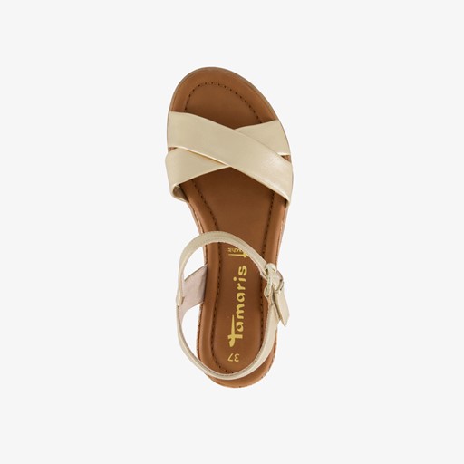 Dames sandalen met sleehak goud