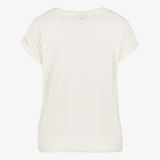 Geknoopt dames T-shirt broderie wit