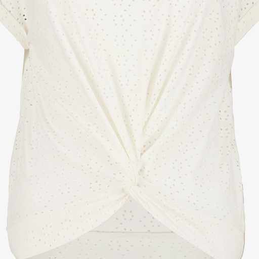 Geknoopt dames T-shirt broderie wit