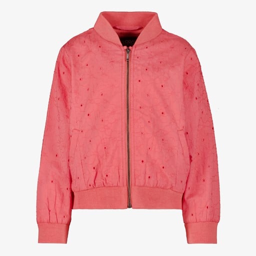 Meisjes broderie bomberjack koraal roze