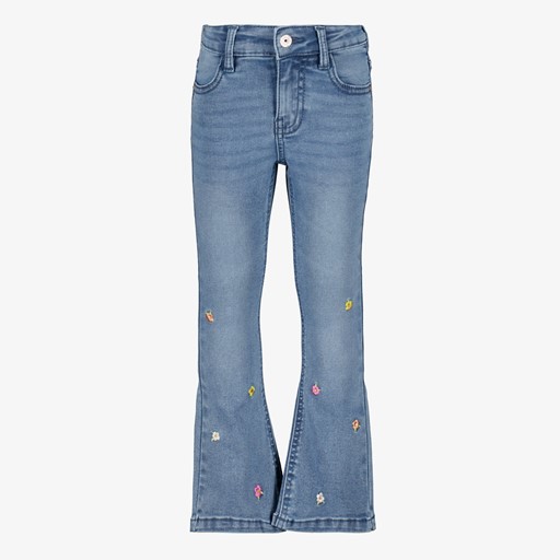Meisjes flared jeans geborduurde bloemetjes