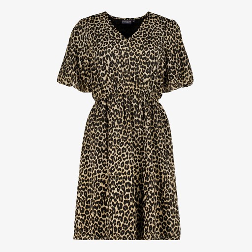 Dames jurk met panterprint beige