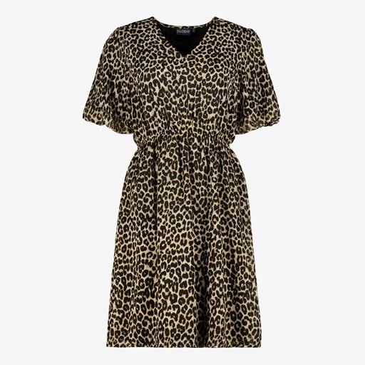 Dames jurk met panterprint beige