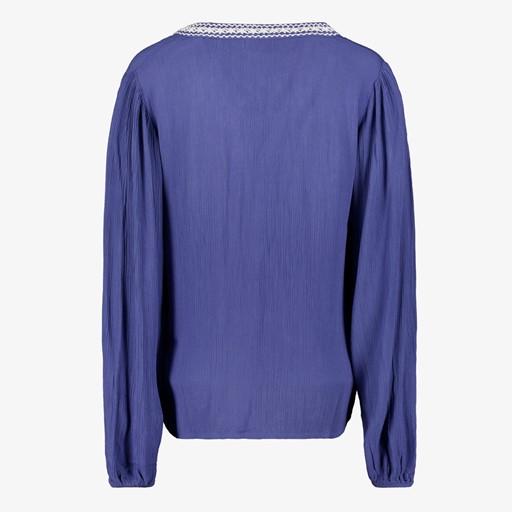 Dames blouse met borduursels blauw