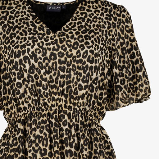 Dames jurk met panterprint beige