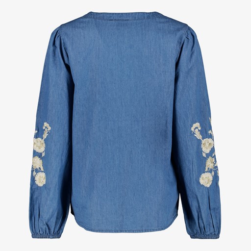 Dames denim blouse met borduursels