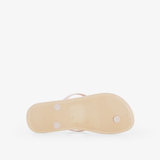 Dames teenslippers met bloemen beige