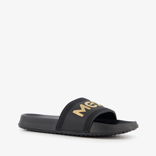 Dames badslippers zwart goud