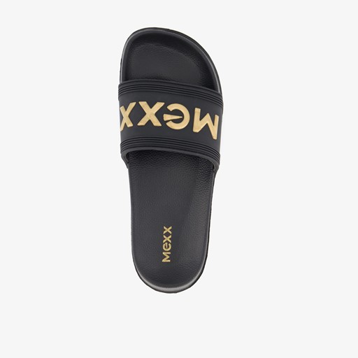 Dames badslippers zwart goud