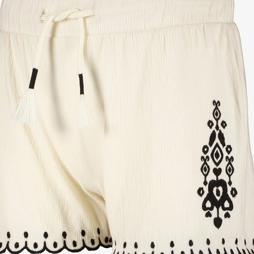Mousseline short met zwarte borduursels