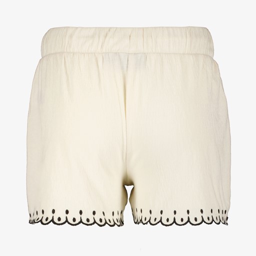 Mousseline short met zwarte borduursels