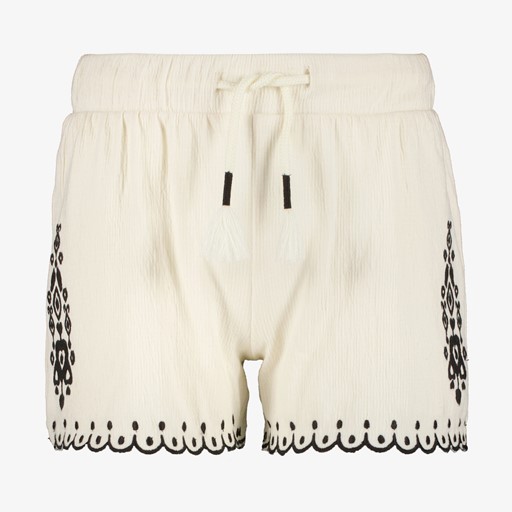 Mousseline short met zwarte borduursels