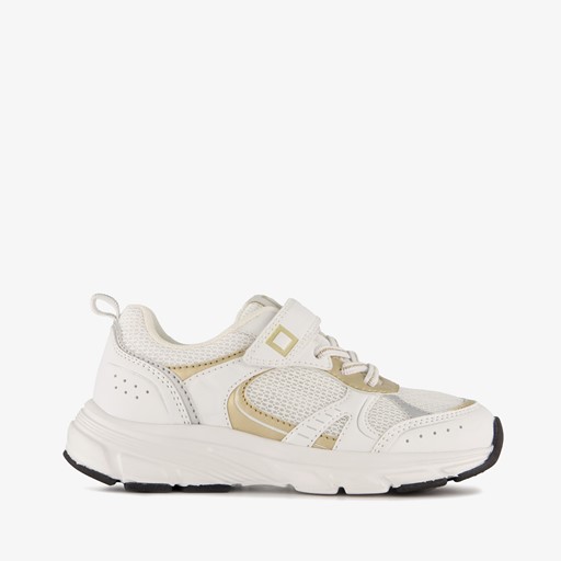 Meisjes dad sneakers wit goud