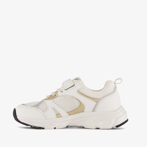 Meisjes dad sneakers wit goud