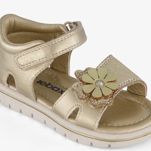 Meisjes sandalen met bloemen goud