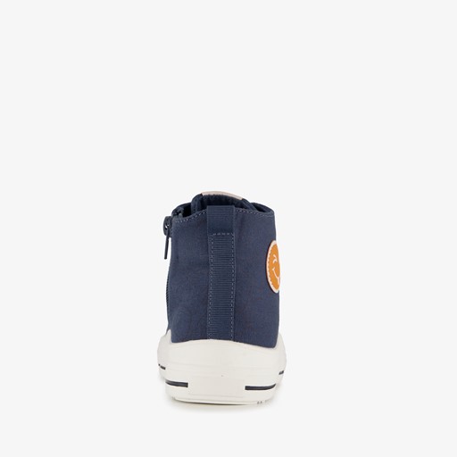 Hoge jongens sneakers met smiley blauw