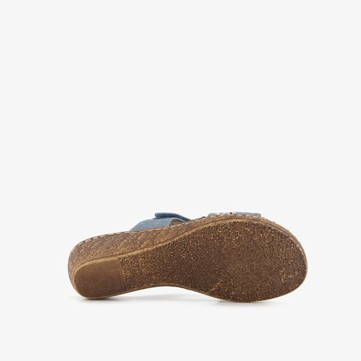 Dames slippers met sleehak grijsblauw