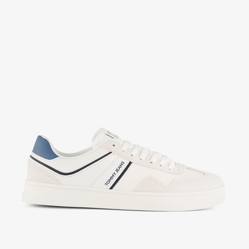 Leren heren sneakers wit blauw