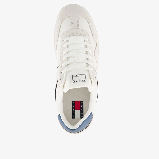 Leren heren sneakers wit blauw