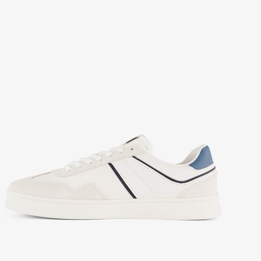 Leren heren sneakers wit blauw